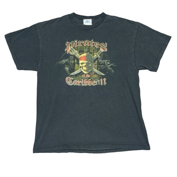VTG Pirates of the Caribbean Ride Movie Skeleton Crew Disneyland T-Shirt Large - Picture 1 of 10